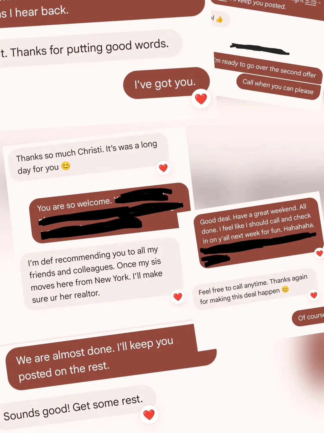 Text messages from Christi&rsquo;s clients